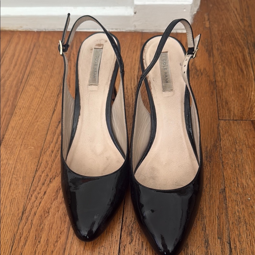Cole Haan Black Patent Slingback Heels